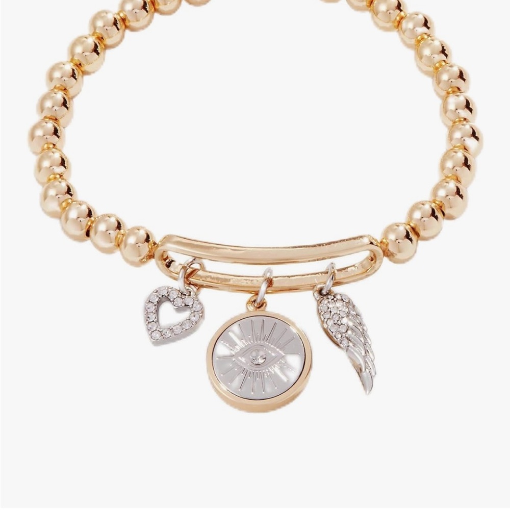 Alex and Ani Gold Beaded Bracelet with Charms